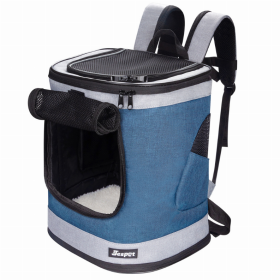 JESPET Pet Backpack Carrier for Small Dog, Puppy, Soft Carrier Backpack Ideal for Traveling, Hiking, Walking and Outdoor Activities with Family (Color: Blue Grey)