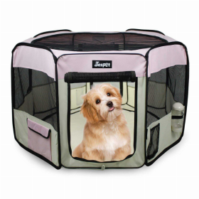 JESPET Pet Dog Playpens 36", 45" & 61" Portable Soft Dog Exercise Pen Kennel with Carry Bag for Puppy Cats Kittens Rabbits, Indoor/Outdoor Use (Color: Coffee, Size: 61x61x30 Inch)