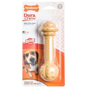 Nylabone Dura Chew Barbell Dog Chew Toy - Peanut Butter Flavor (Size: Medium/Large)