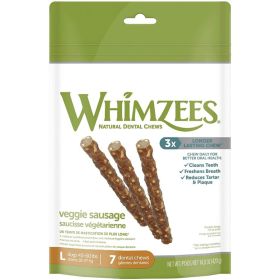 Whimzees Natural Dog Treats - Veggie Sausage Sticks (Size: Large 7 pack 40-60lbs)