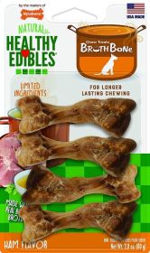 Nylabone Natural Healthy Edibles Broth Bone Chew Treats - Ham Flavor (Size: Small 4 Count)