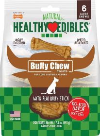 Nylabone Natural Healthy Edibles Bully Chew Dog Bone Treat (Size: Large 6 Count)