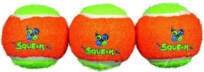 Spunky Pup Squeak Tennis Balls Dog Toy (Size: Size 3  Count)
