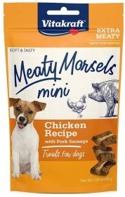 Vitakraft Meaty Morsels Mini Chicken Recipe with Pork Sausage Dog Treat (Size: 1.69oz)