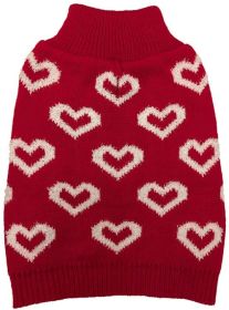 Fashion Pet All Over Hearts Dog Sweater (Size: Medium Red)