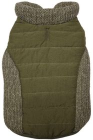 Fashion Pet Sweater Trim Puffy Dog Coat (Size: Large Olive)