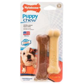 Nylabone Puppy Chew Petite Twin Pack - Chicken & Peanut Butter Nylon Chews (Size: 3.75" Chews - 2 Pack - (For Puppies up to 15 lbs))