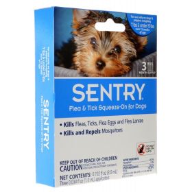Sentry Flea & Tick Squeeze-On for Dogs (Size: Small 3  Count 7-15lbs)