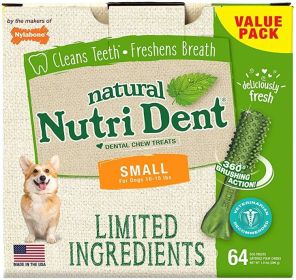 Nylabone Natural Nutri Dent Fresh Breath Dental Chews - Limited Ingredients (Size: Small 64  Count)