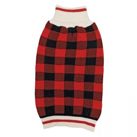 Fashion Pet Plaid Dog Sweater (Size: Medium (14"-19" Neck to Tail) Red)