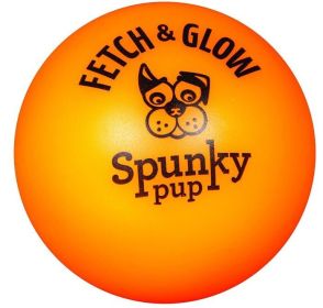 Spunky Pup Fetch and Glow Ball Dog Toy Assorted Colors (Size: Medium)