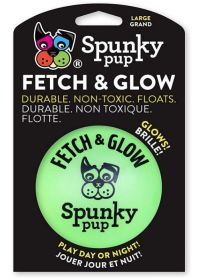 Spunky Pup Fetch and Glow Ball Dog Toy Assorted Colors (Size: Large)