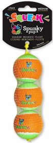 Spunky Pup Squeak Tennis Balls Dog Toy (Size: Medium 3  Count)