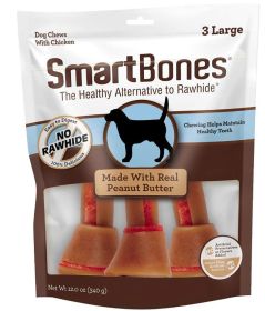 SmartBones Chicken and Peanut Butter Bones Rawhide Free Dog Chew (Size: Large 3  Count)