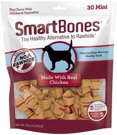 SmartBones Mini Vegetable and Chicken Bones Rawhide Free Dog Chew (Size: 30  Count)