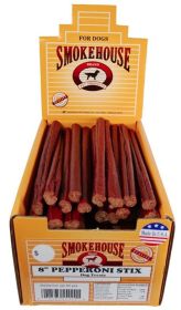 Smokehouse Pepperoni Stix 8" Dog Treat with Display Box (Size: 60  Count)