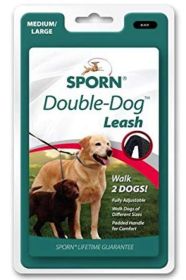 Sporn Double Dog Leash Fully Adjustable (Size: Medium/Large Black)