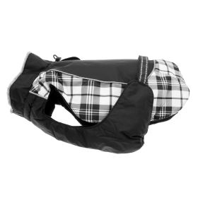 Alpine All-Weather Dog Coat -Black and White Plaid (Size: X-Small)