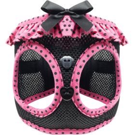 American River Dog Harness Hot Pink and Black Polka Dot Ruffle (Size: X-Small)