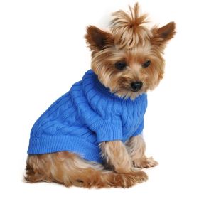 Dog Cable Knit 100% Cotton Sweater         Riverside Blue (Size: XX-Small)