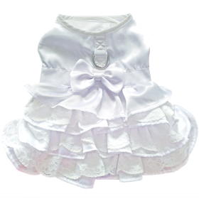 Dog Harness Wedding Dress with Veil and Matching Leash (Size: XX-Small)