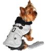Grey Herringbone Dog Coat Harness with Matching Leash