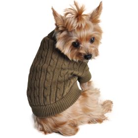 Dog Cable Knit 100% Cotton Sweater     Herb Green (Size: XX-Small)