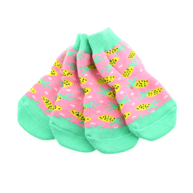 Non-Skid Dog Socks - Pineapple (Size: X-Small)
