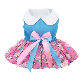 Pink and Blue Plumeria Floral Dog Dress (Size: X-Small)