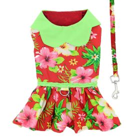 Hawaiian Red Hibiscus Designer Dog Dress (Size: X-Small)