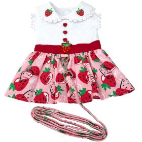 Strawberry Picnic  Harness Dress with Matching Leash (Size: X-Small)