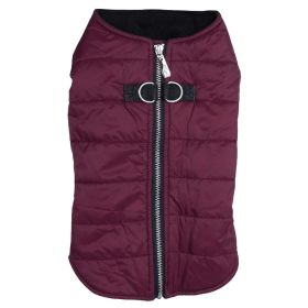 Zip-up Dog Puffer Vest - Burgundy (Size: X-Small)
