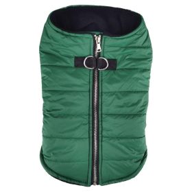 Zip-up Dog Puffer Vest - Dark Green (Size: X-Small)