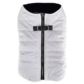 Zip-up Dog Puffer Vest - WHITE (Size: X-Small)