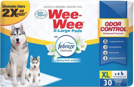 Four Paws Wee Wee Odor Control Pads with Febreze Freshness (Size: X-Large 30  Count)