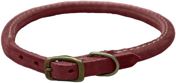 Circle T Rustic Leather Dog Collar (Size: 5/8"W x 16"L Brick Red)