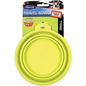 Petmate Round Silicone Travel Pet Bowl (Size: Small-Green)