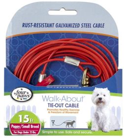 Four Paws Walk-About Puppy Tie-Out Cable (Size: 15' Long Dogs up to 25lbs)
