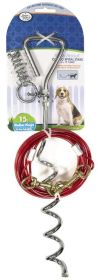 Four Paws Combo Tie-Out Stake with Cable for Dogs up to 50 lbs (Size: 15' Long)