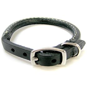 Circle T Pet Leather Round Collar (Size: 10 " Neck.Black)