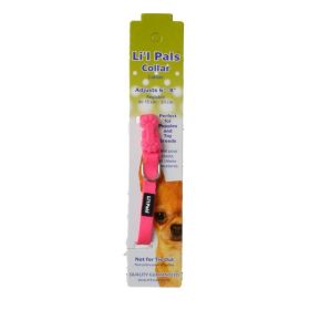 Li'l Pals Adjustable Nylon Collar - Neon Pink (Size: 6"-8" Long x 5/16" Wide)