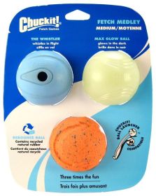 Chuckit Fetch Medley Balls (Size: Medium 2.25" Diameter 3 pack)