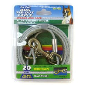 Four Paws Dog Tie Out Cable - Heavy Weight (Size: 20' Long Cable Black)