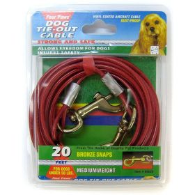 Four Paws Dog Tie Out Cable - Medium Weight (Size: 20" Long Cable Red)