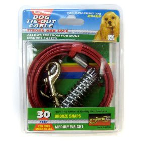 Four Paws Dog Tie Out Cable - Medium Weight (Size: 30" Long Cable Red)