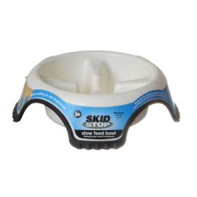 JW Pet Skid Stop Slow Feed Bowl (Size: Medium 8.5" W x 2.5"H 3.75 cups)