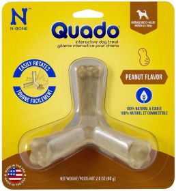 N-Bone Quado Interactive Dog Treat - Peanut Flavor (Size: Average Joe - 1 Pack - Dogs 13-40 lbs - (4.5" Diameter))