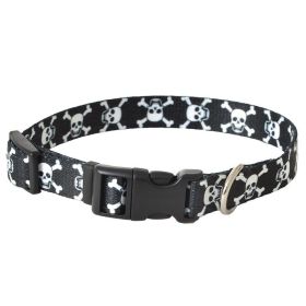 Pet Attire Styles Skulls Adjustable Dog Collar (Size: 10"-14' L x 5/8" W)