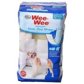 Four Paws Wee Wee Disposable Male Dog Wraps (Size: Medium/Large12 Pack 15"-29".5 Waist)