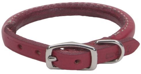 Circle T Oak Tanned Leather Round Dog Collar (Size: 12 " Neck Red)